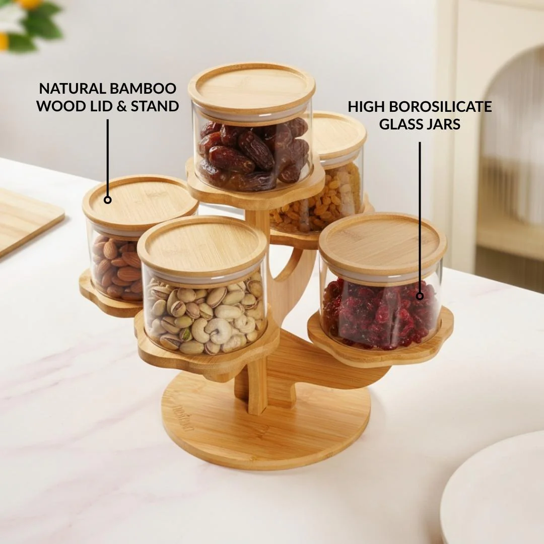 3 Tier Kitchen Storage Airtight Jars With Stand Set Of 6 450ml - Image 2