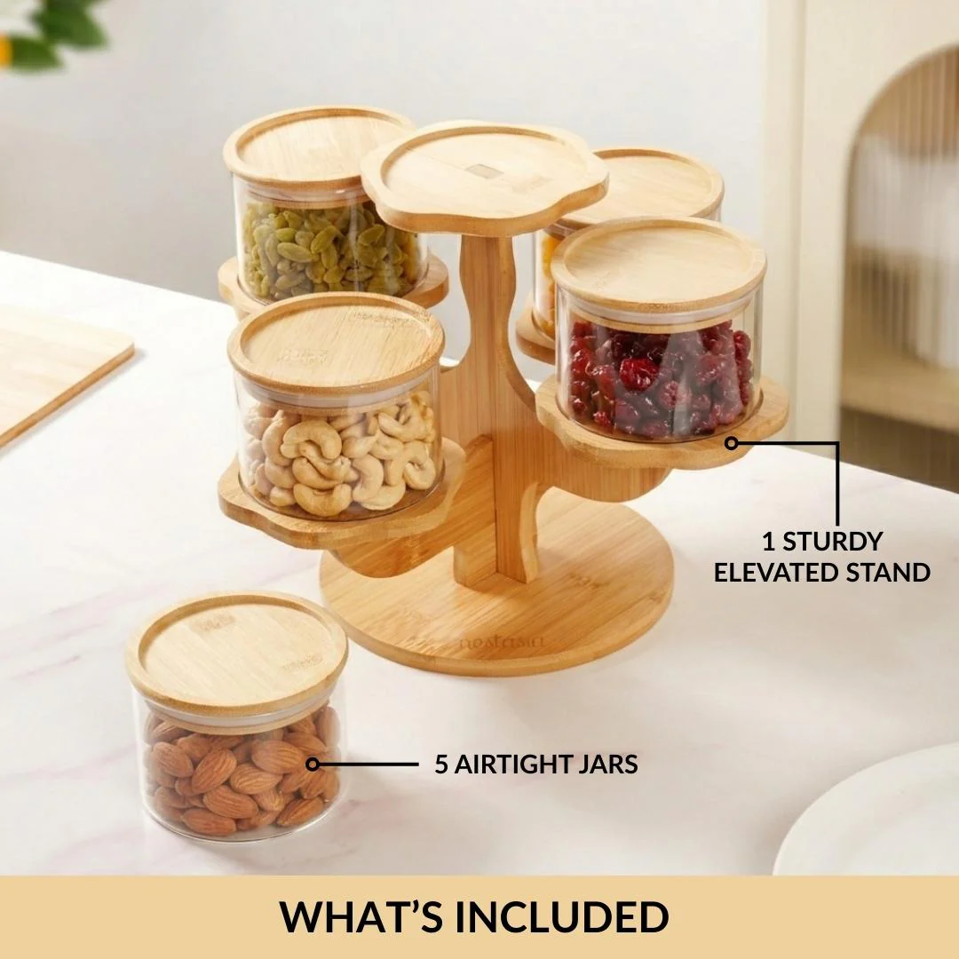 3 Tier Kitchen Storage Airtight Jars With Stand Set Of 6 450ml - Image 4