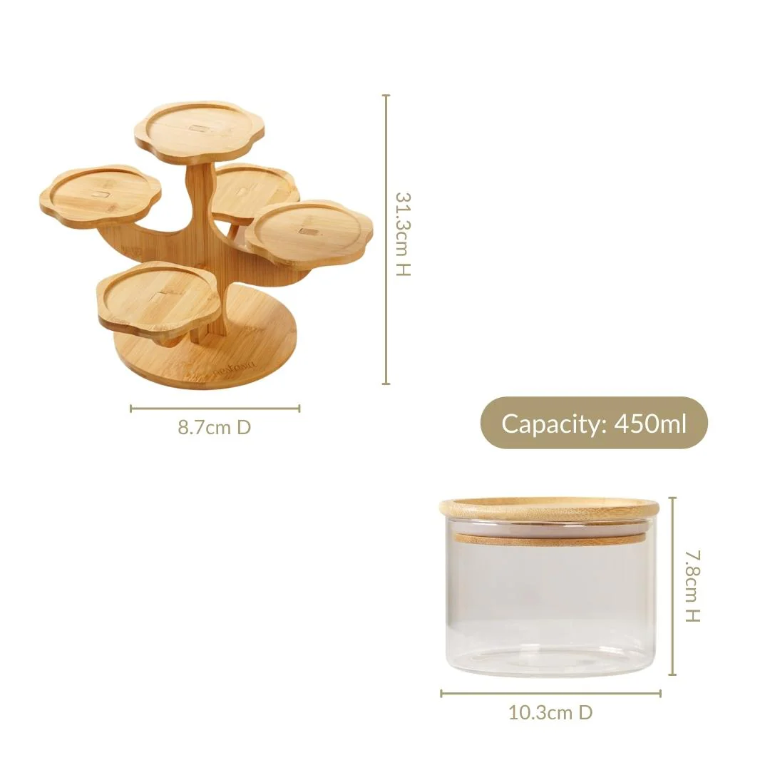 3 Tier Kitchen Storage Airtight Jars With Stand Set Of 6 450ml - Image 5