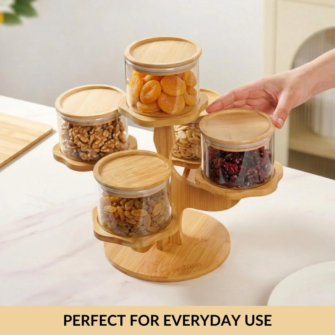 3 Tier Kitchen Storage Airtight Jars With Stand Set Of 6 450ml - Image 7