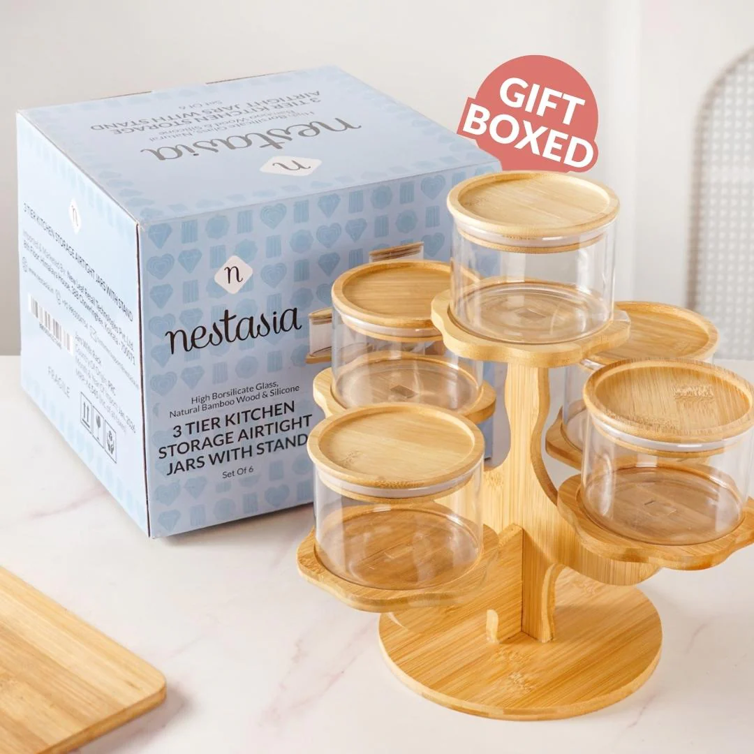 3 Tier Kitchen Storage Airtight Jars With Stand Set Of 6 450ml - Image 8
