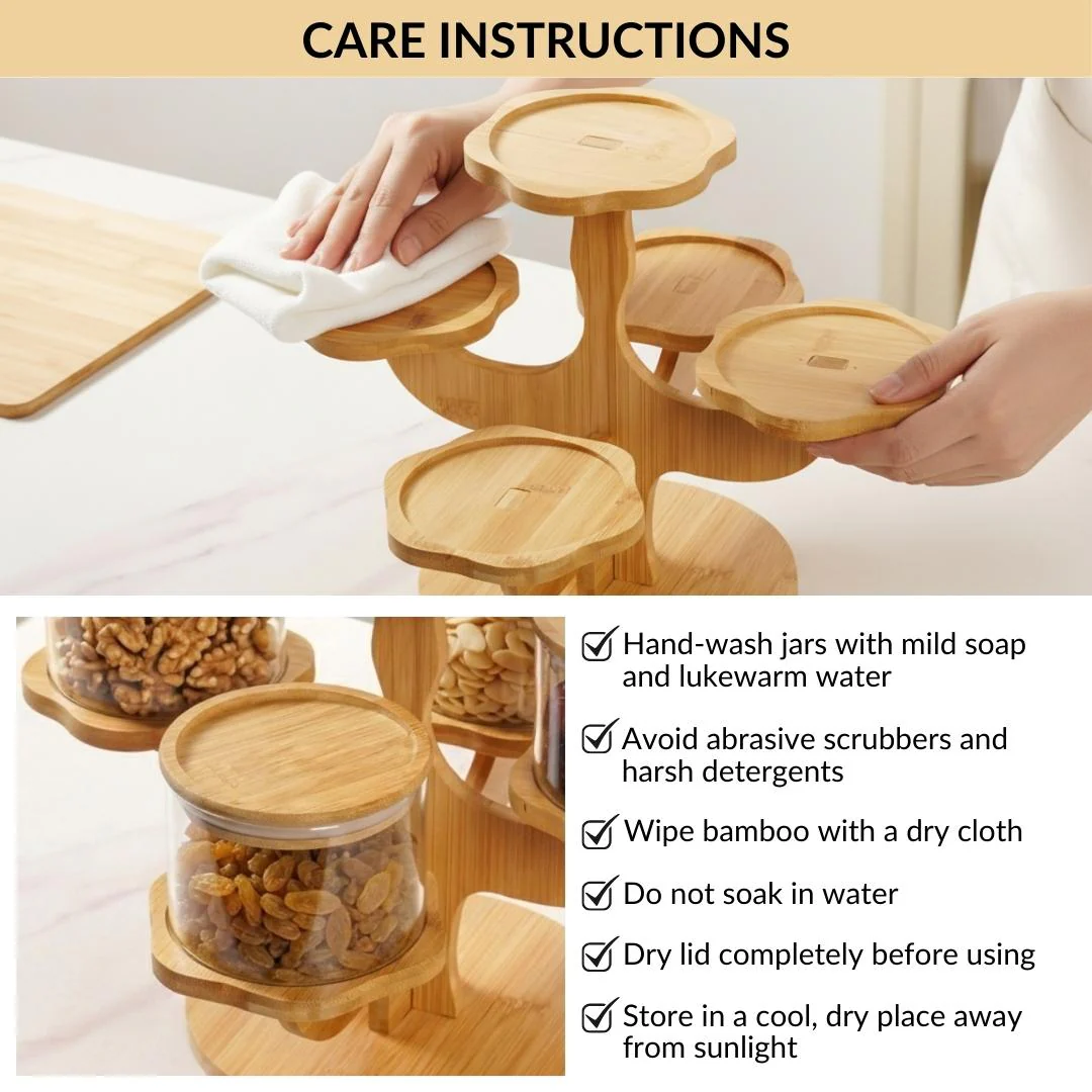 3 Tier Kitchen Storage Airtight Jars With Stand Set Of 6 450ml - Image 9