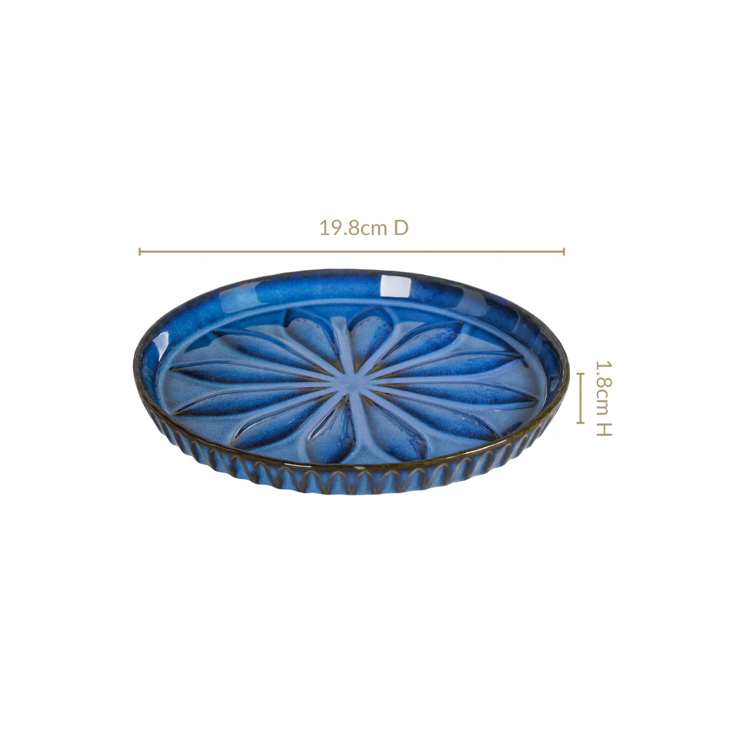 3D Flower Embossed Salad Plate Set Of 2 Red Blue 19cm - Image 4