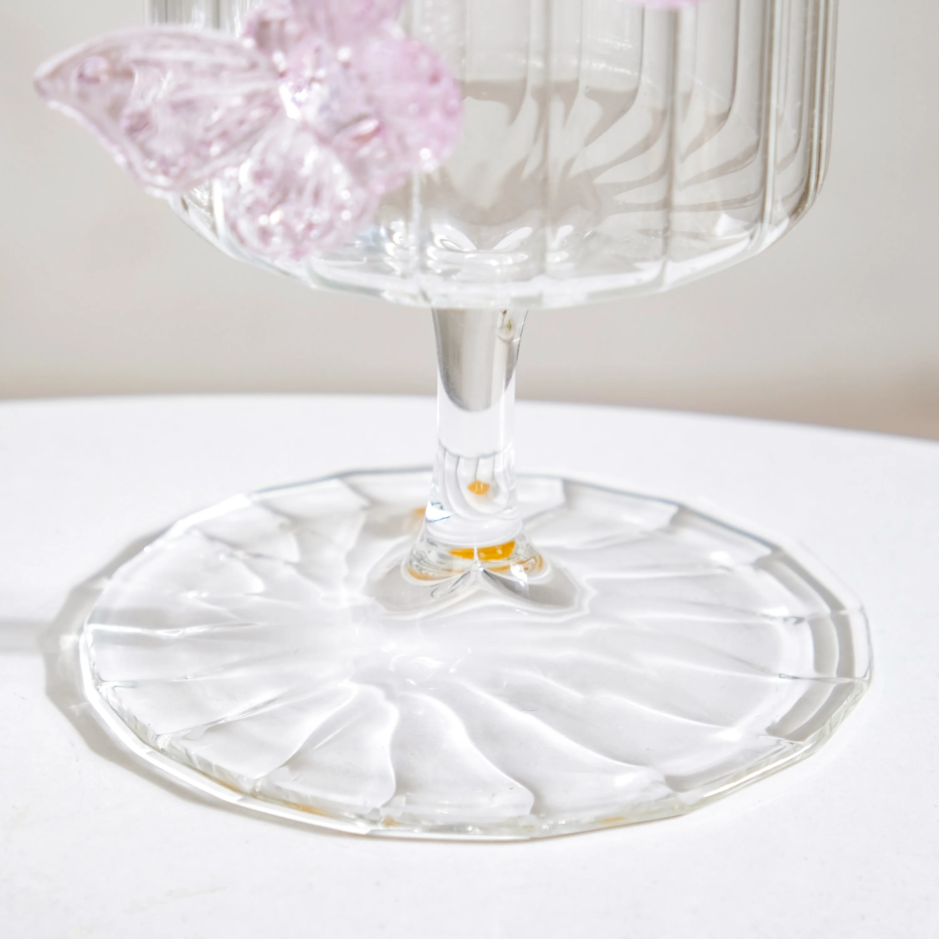 3D Pink Butterfly Ribbed Wine Glass 250ml - Image 8
