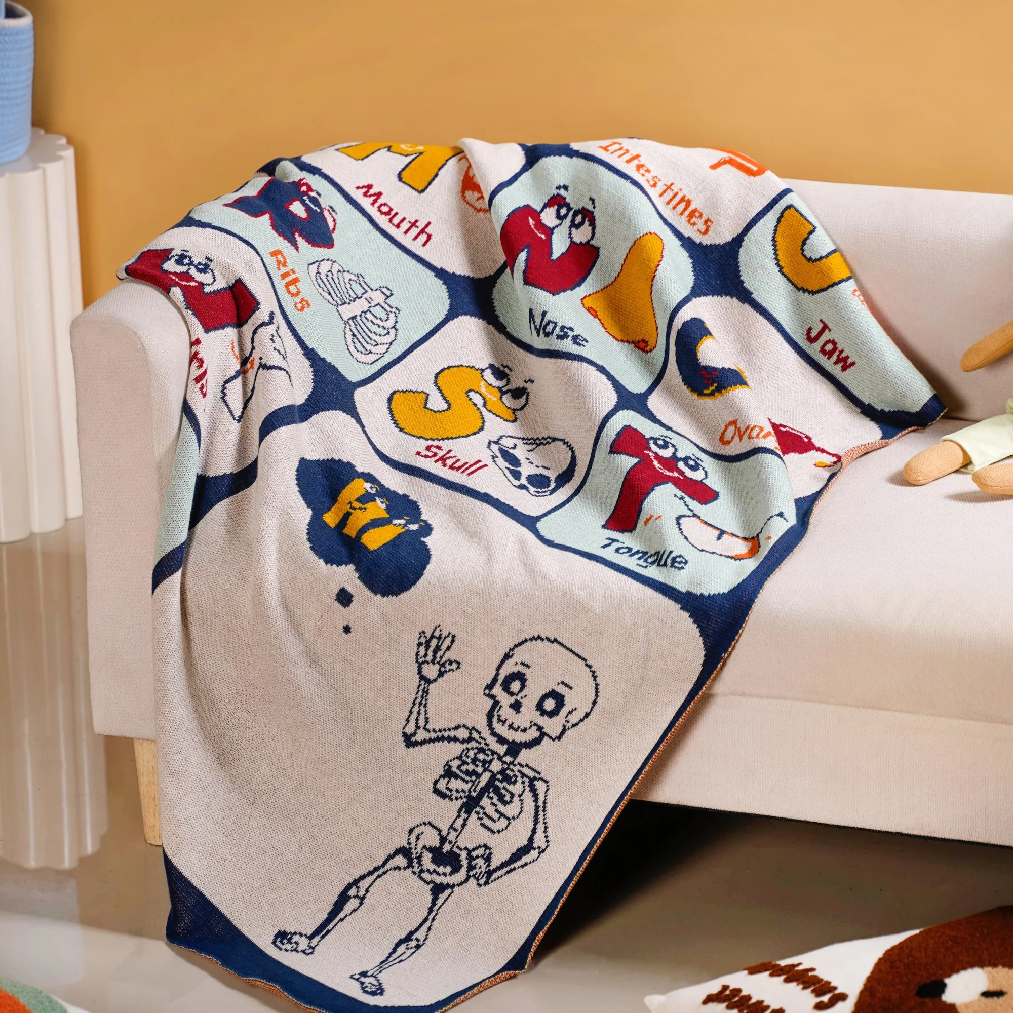 ABCD Alphabet Body Anatomy Kids Learning Throw 158x138cm - Image 2