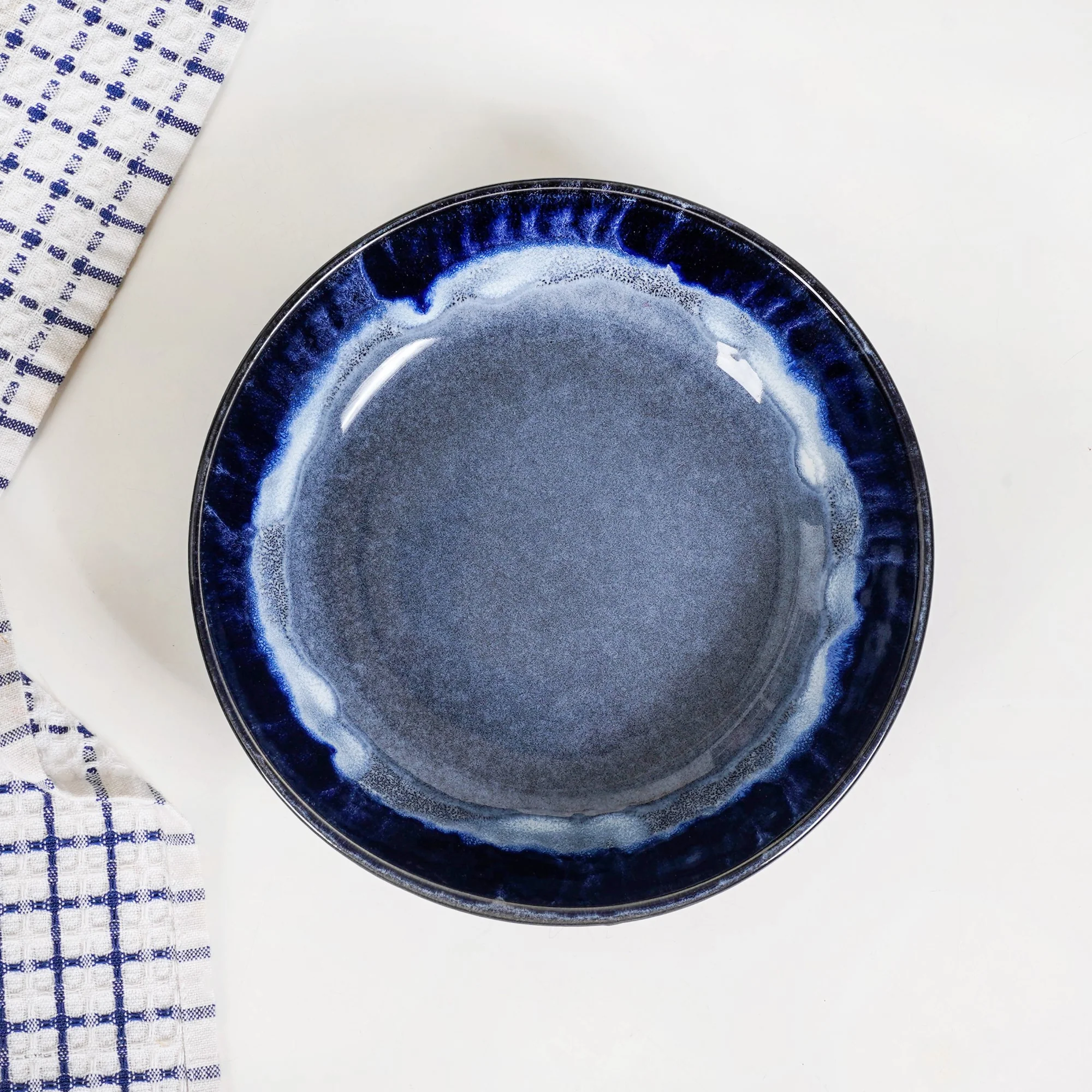 Abstract Ombre Blue Ceramic Salad Bowl Set Of 2 650ml - Image 7