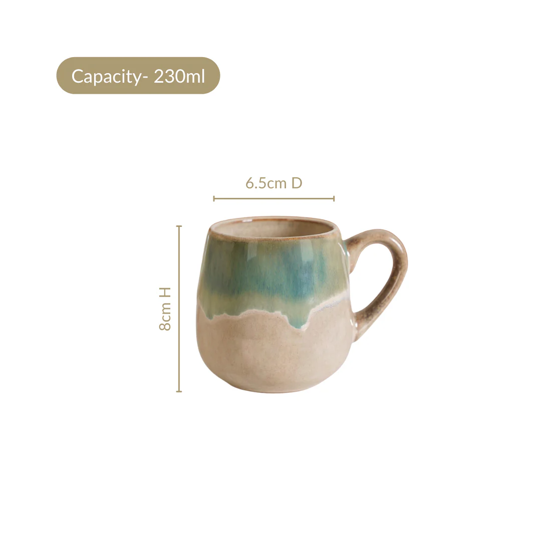 Abstract Ombre Green Ceramic Coffee Mug Set Of 4 230ml - Image 4