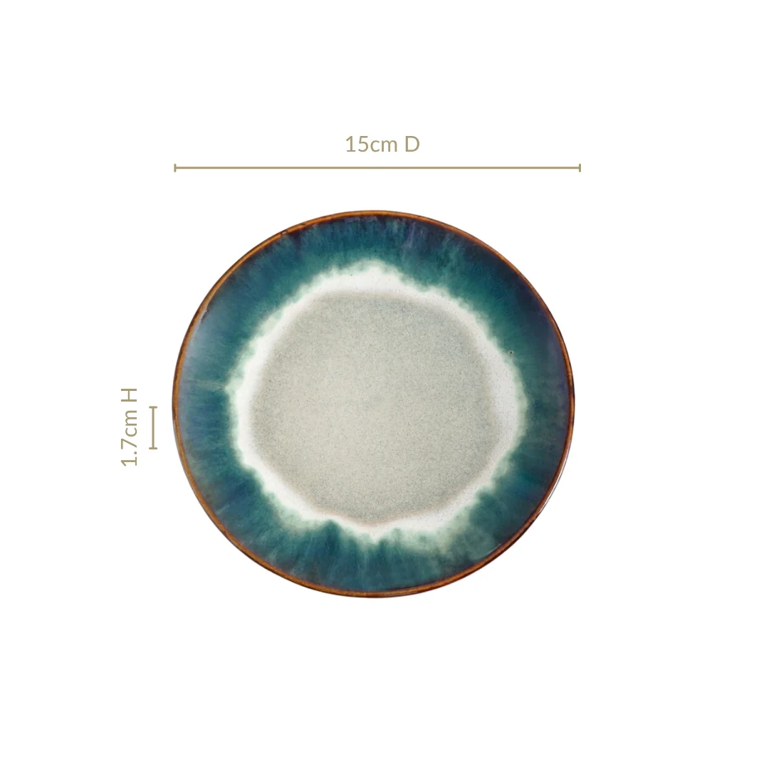 Abstract Ombre Green Ceramic Dessert Plate Set Of 4 15cm - Image 4