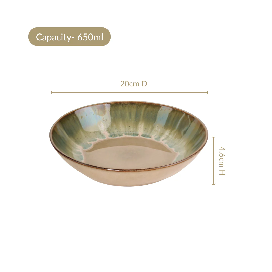 Abstract Ombre Green Ceramic Salad Bowl Set Of 2 650ml - Image 3