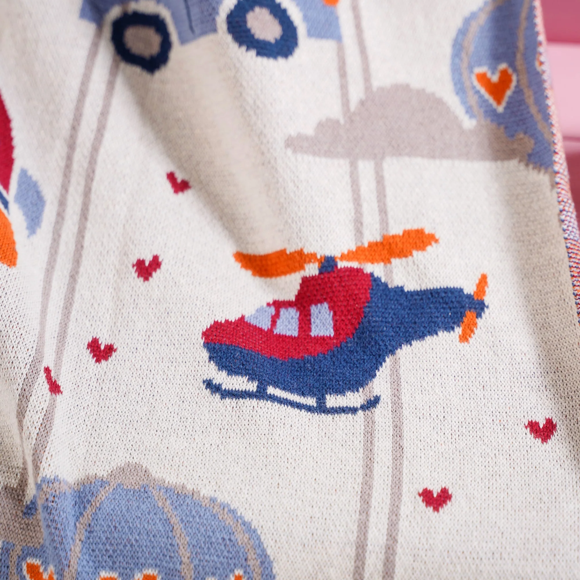 Adventure Travel Knitted Kids Cotton Throw Blanket 153x130cm - Image 3