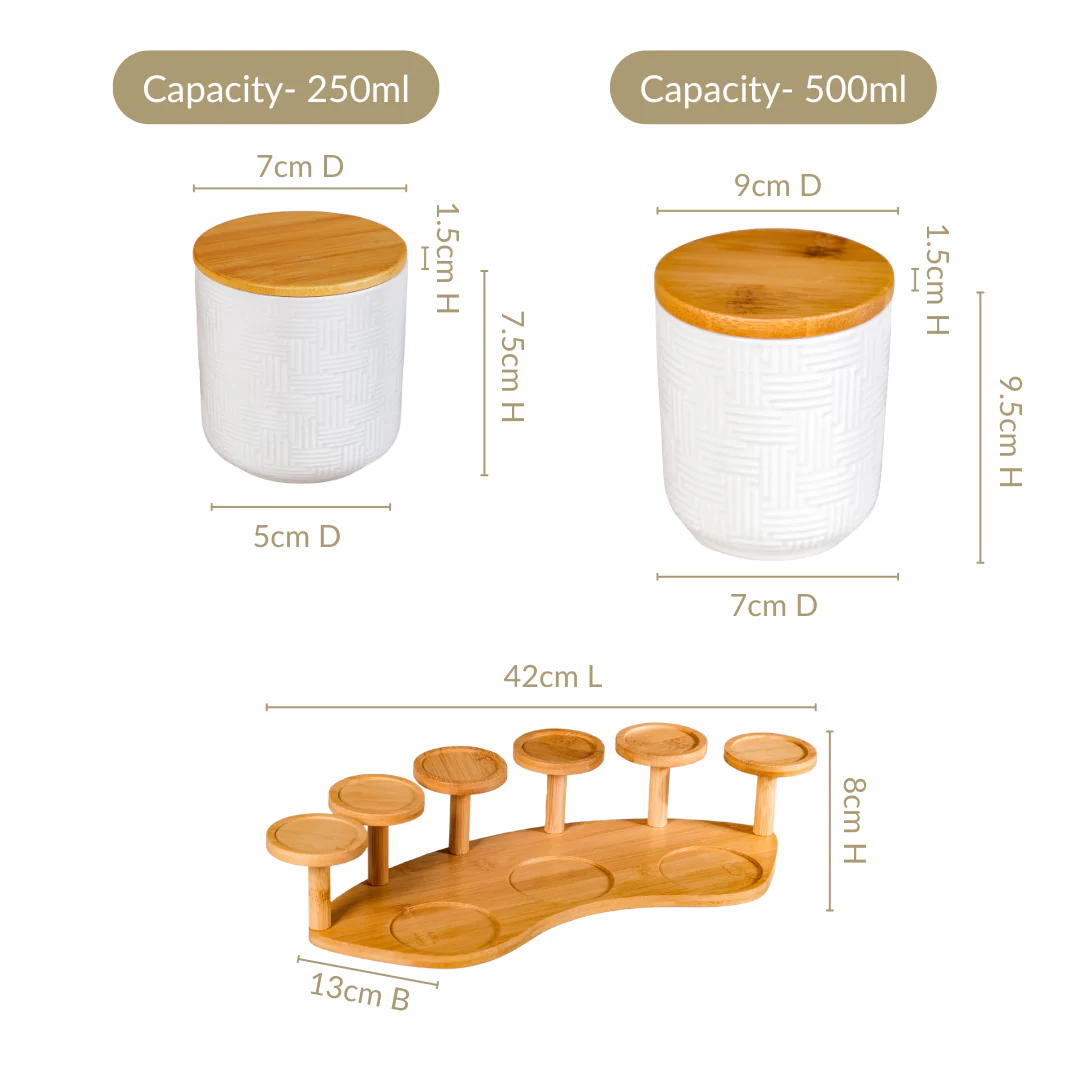 Airtight Ceramic Jar Set Of 9 With Stand - Image 3