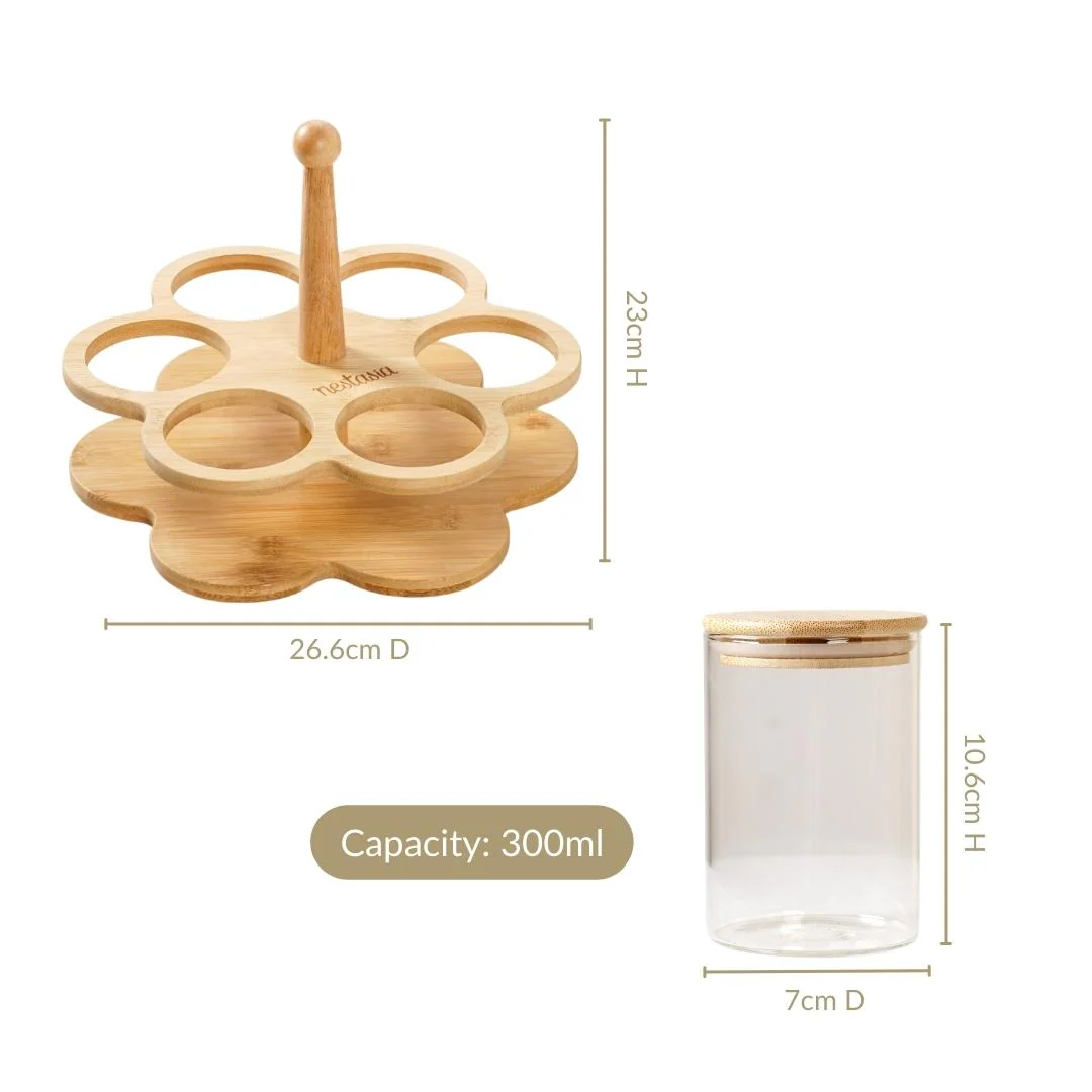 Airtight Glass Jars With Rotating Stand Set Of 7 300ml - Image 5