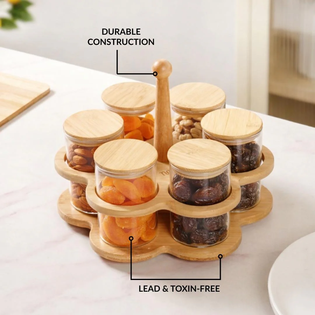 Airtight Glass Jars With Rotating Stand Set Of 7 300ml - Image 6