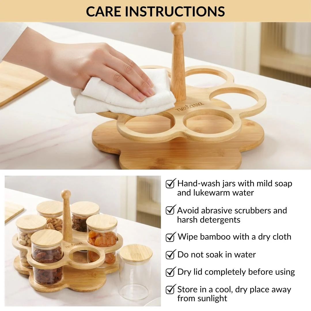 Airtight Glass Jars With Rotating Stand Set Of 7 300ml - Image 9