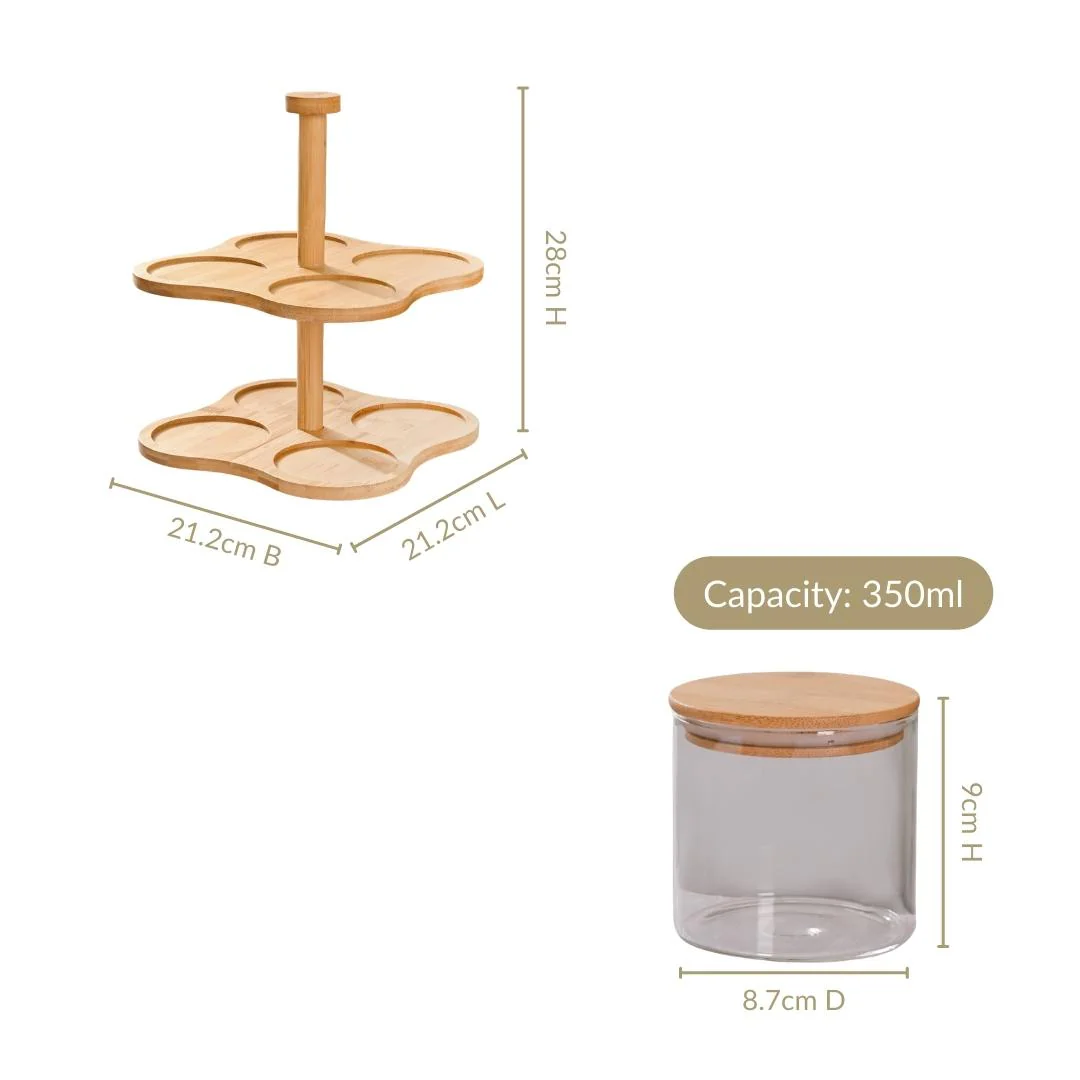 Airtight Storage Jars With Rotating Double Decker Stand Set Of 9 350ml - Image 5