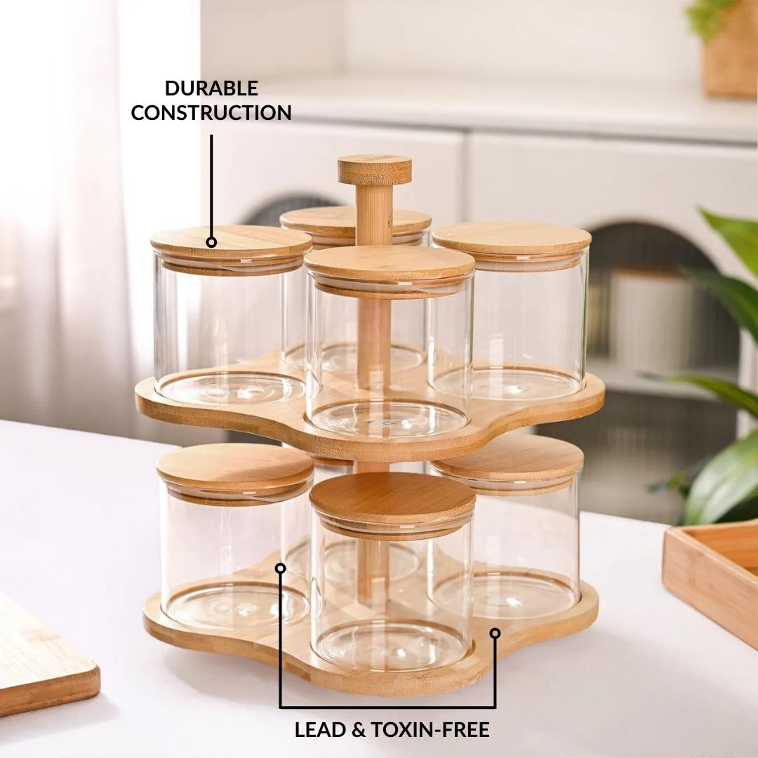 Airtight Storage Jars With Rotating Double Decker Stand Set Of 9 350ml - Image 6