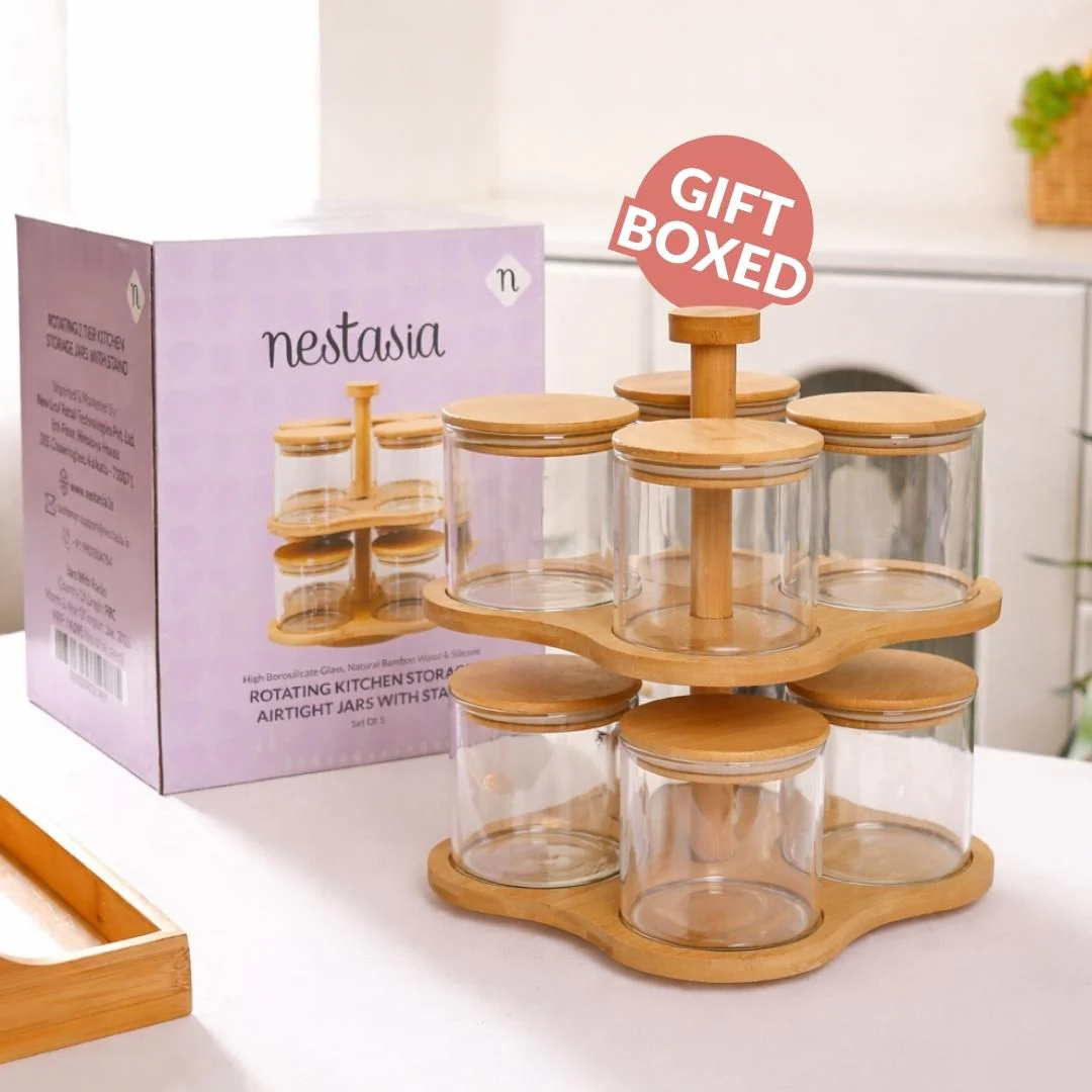 Airtight Storage Jars With Rotating Double Decker Stand Set Of 9 350ml - Image 8