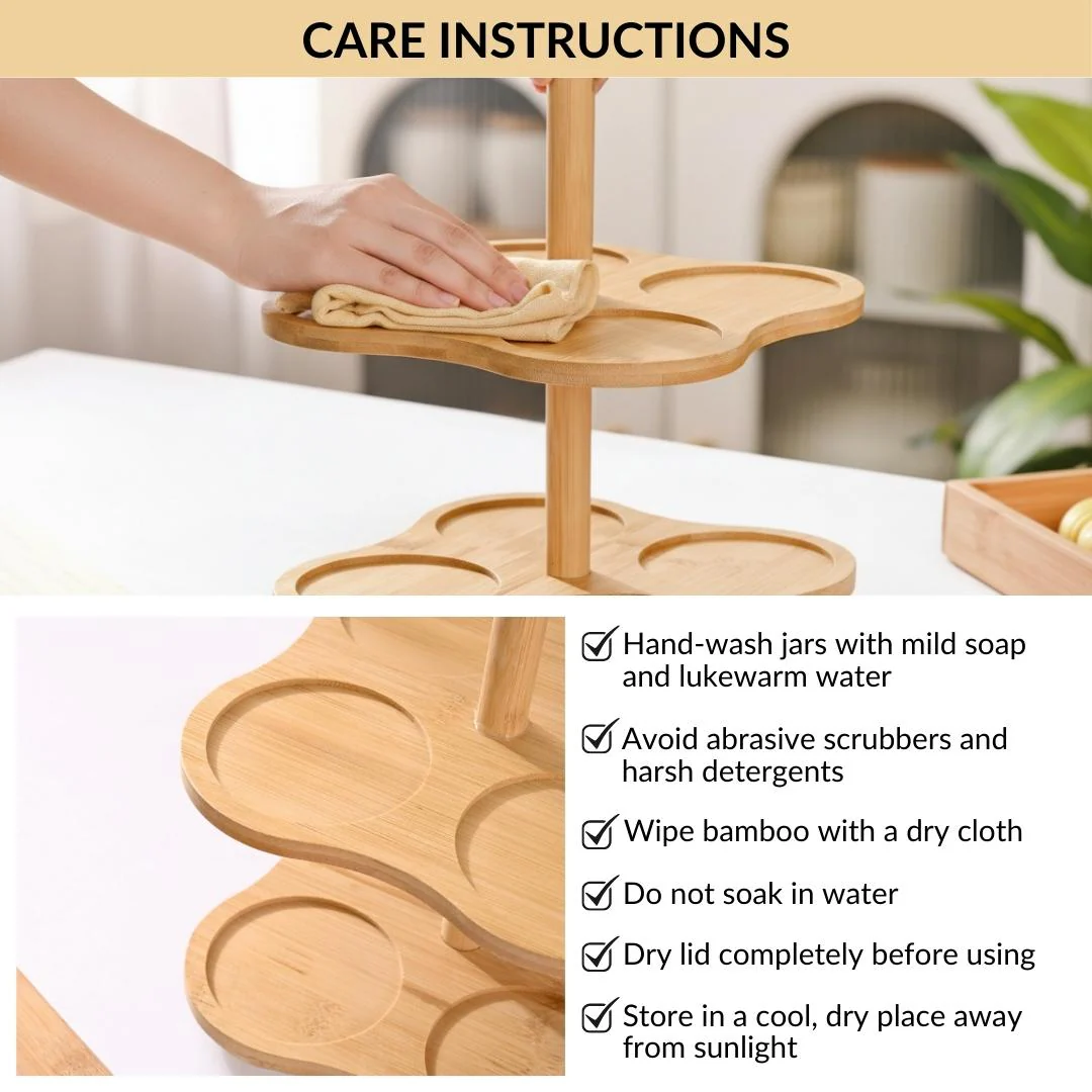 Airtight Storage Jars With Rotating Double Decker Stand Set Of 9 350ml - Image 9