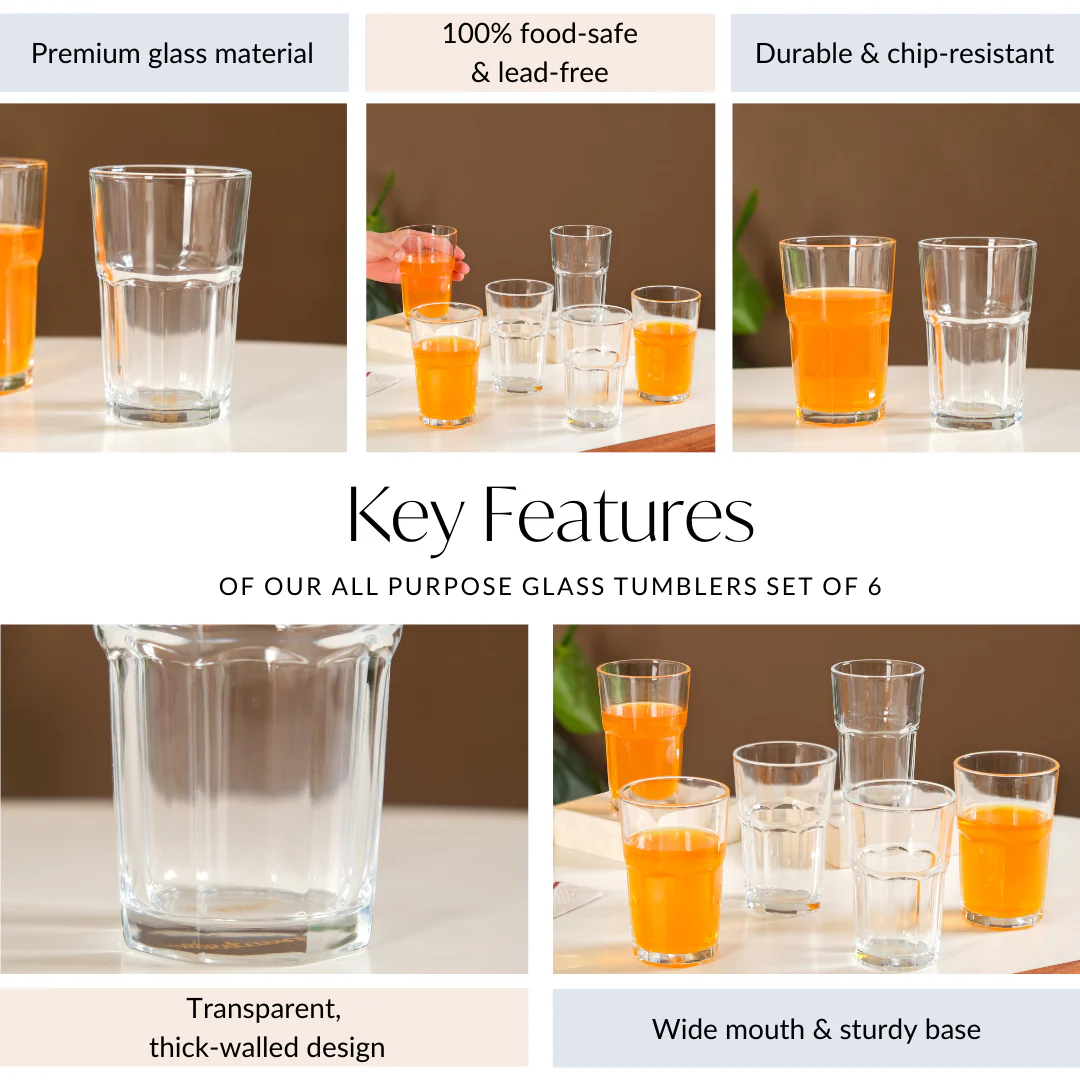 All Purpose Glass Tumblers Set Of 6 310ml - Image 5