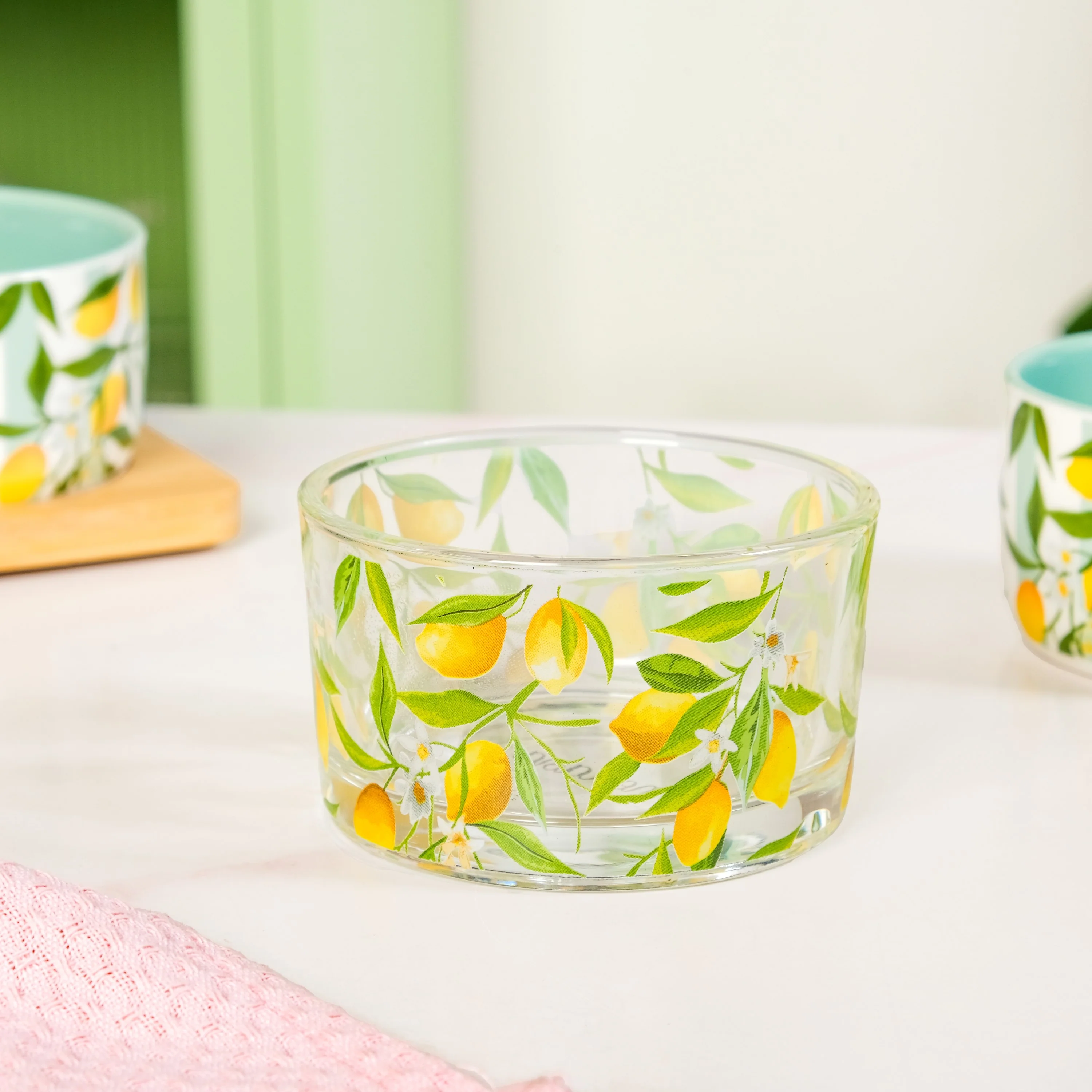 Amalfi Lemon Bowls With Bamboo Tray Set Of 4 - Image 7