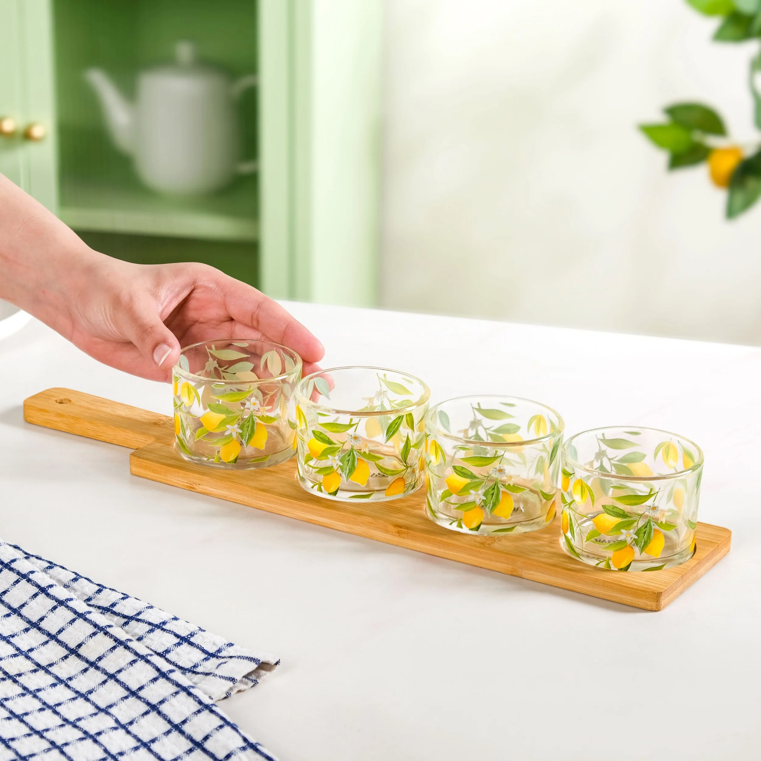 Amalfi Lemon Platter With Cup And Tray Set Of 5 - Image 3