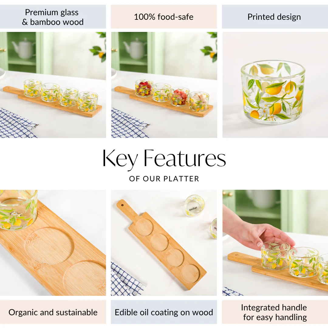 Amalfi Lemon Platter With Cup And Tray Set Of 5 - Image 5