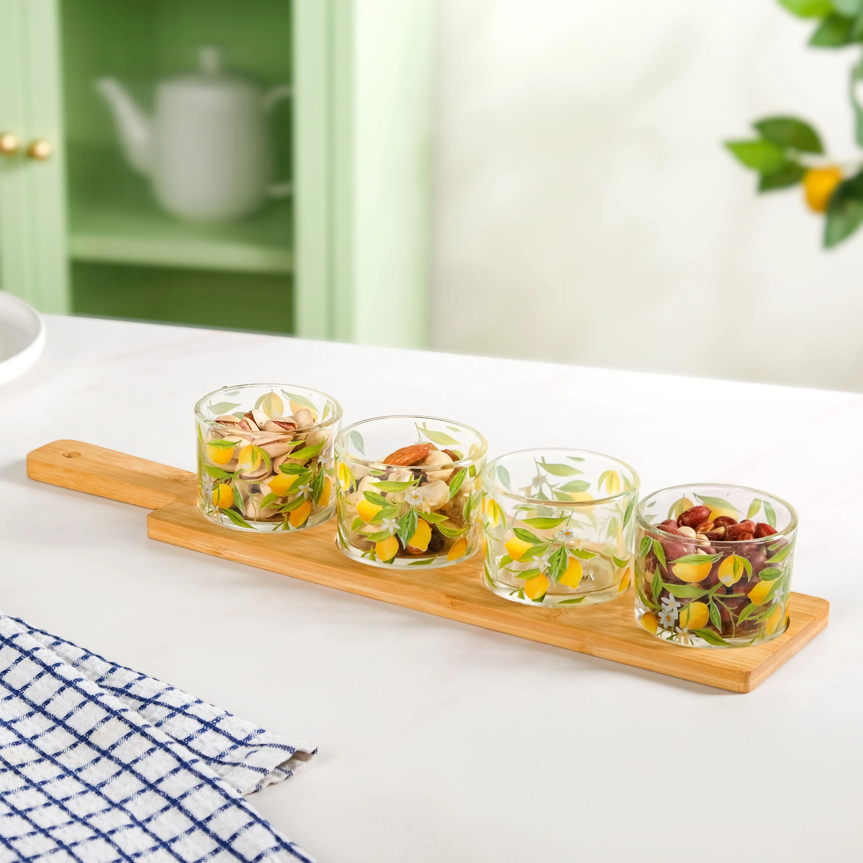 Amalfi Lemon Platter With Cup And Tray Set Of 5 - Image 9