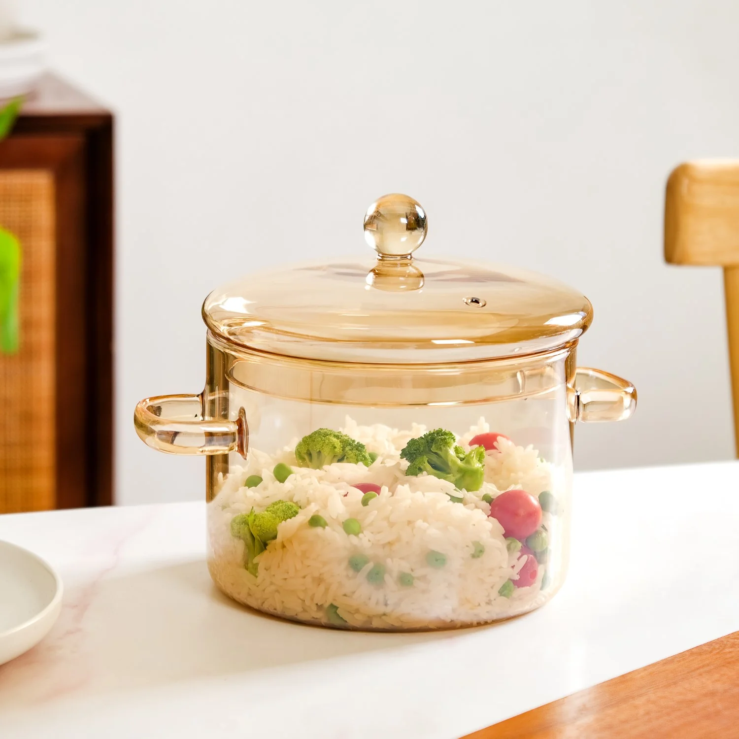 Amber Borosilicate Glass Cooking Pot 2250ml - Image 8