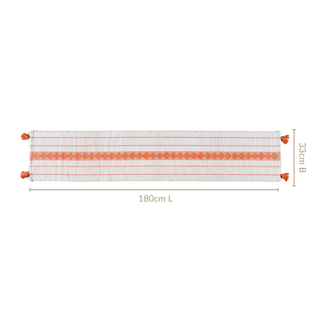Amber Weave Cotton Runner With Tassels 180x33cm - Image 3