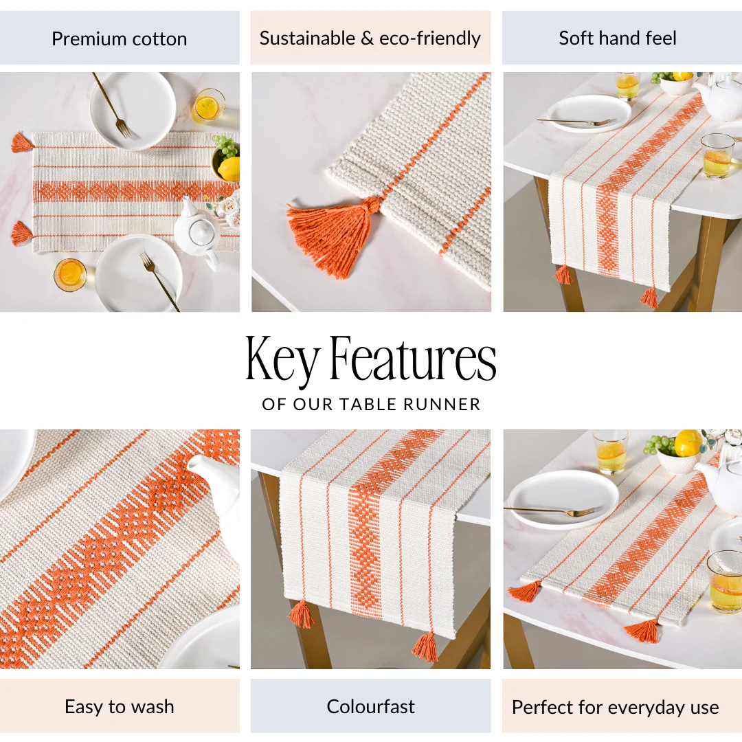Amber Weave Cotton Runner With Tassels 180x33cm - Image 4