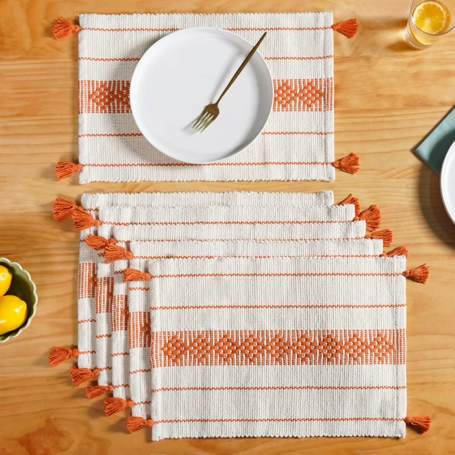Amber Weave Dining Placemat With Tassels Set Of 6 - Image 2
