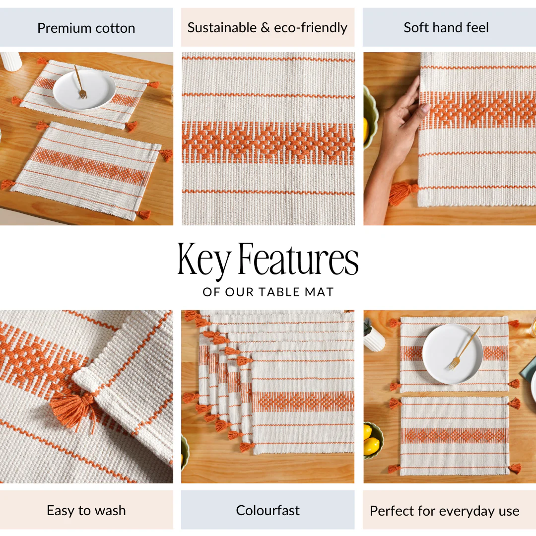 Amber Weave Dining Placemat With Tassels Set Of 6 - Image 5