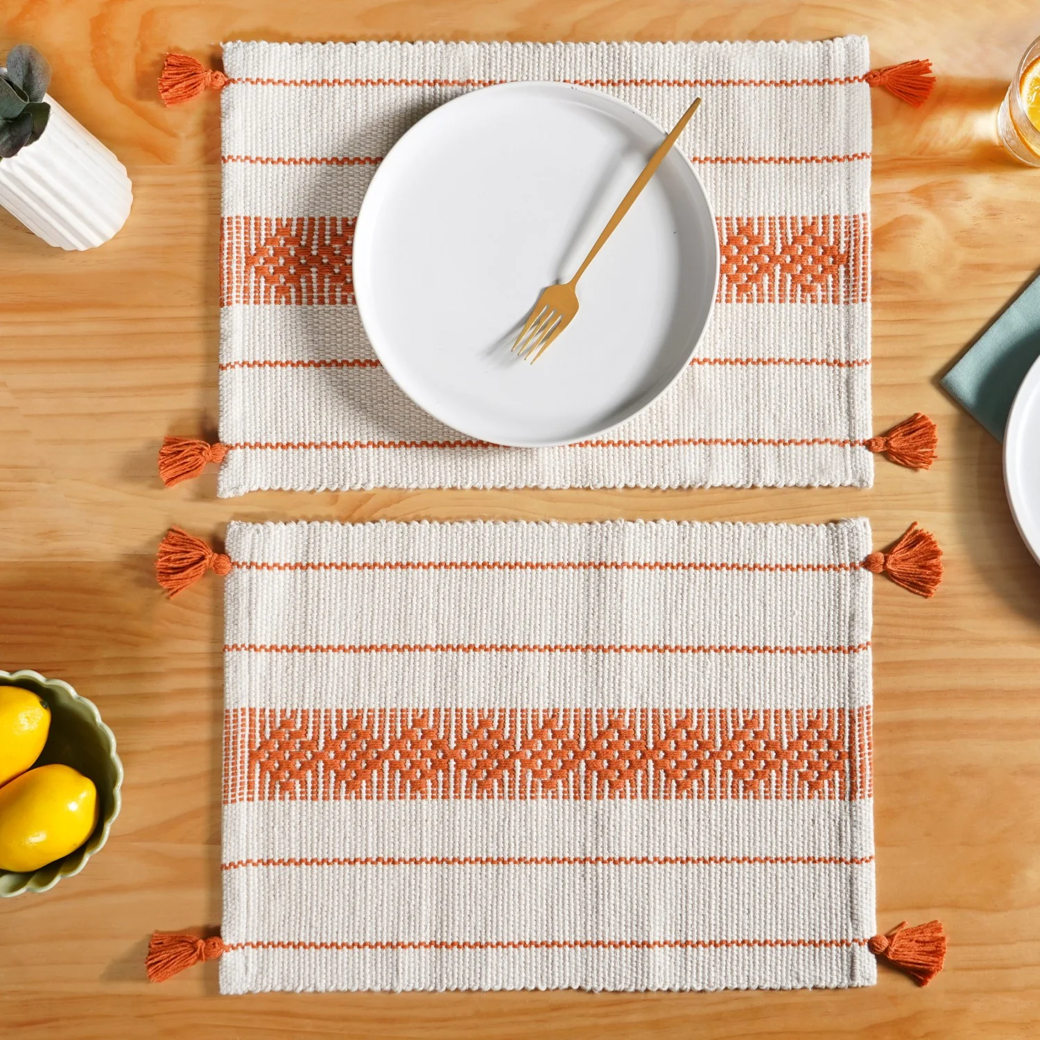 Amber Weave Dining Placemat With Tassels Set Of 6 - Image 7
