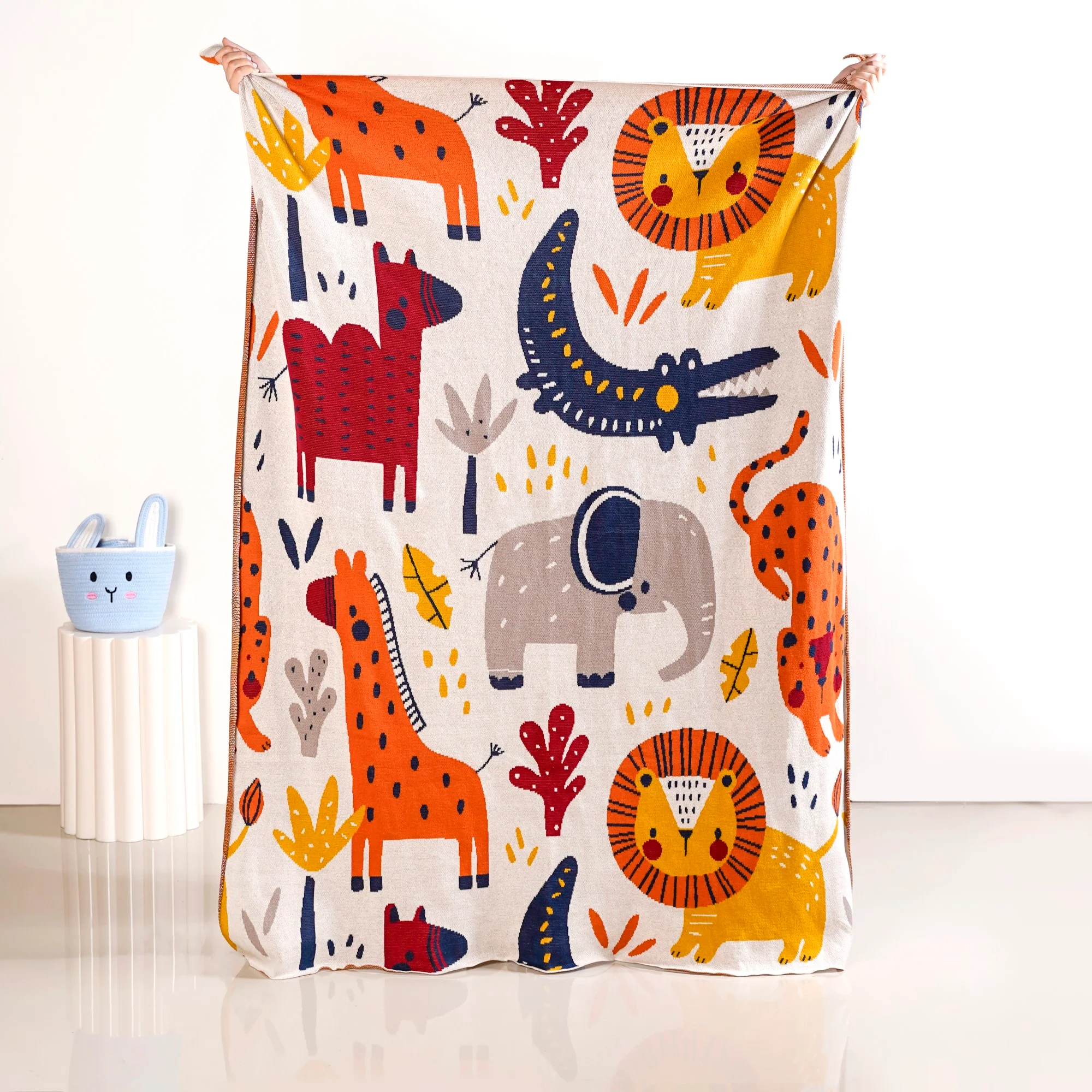 Animal Kingdom Knitted Cotton Throw For Kids 164x130cm - Image 2