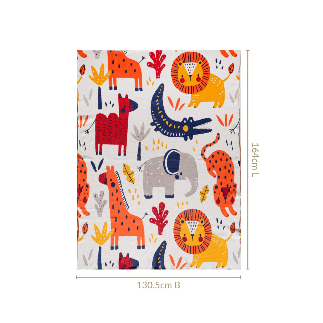 Animal Kingdom Knitted Cotton Throw For Kids 164x130cm - Image 4