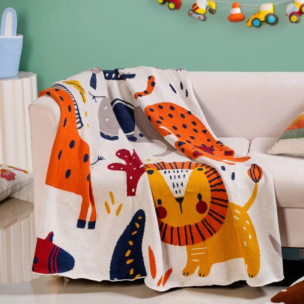 Animal Kingdom Knitted Cotton Throw For Kids 164x130cm - Image 8