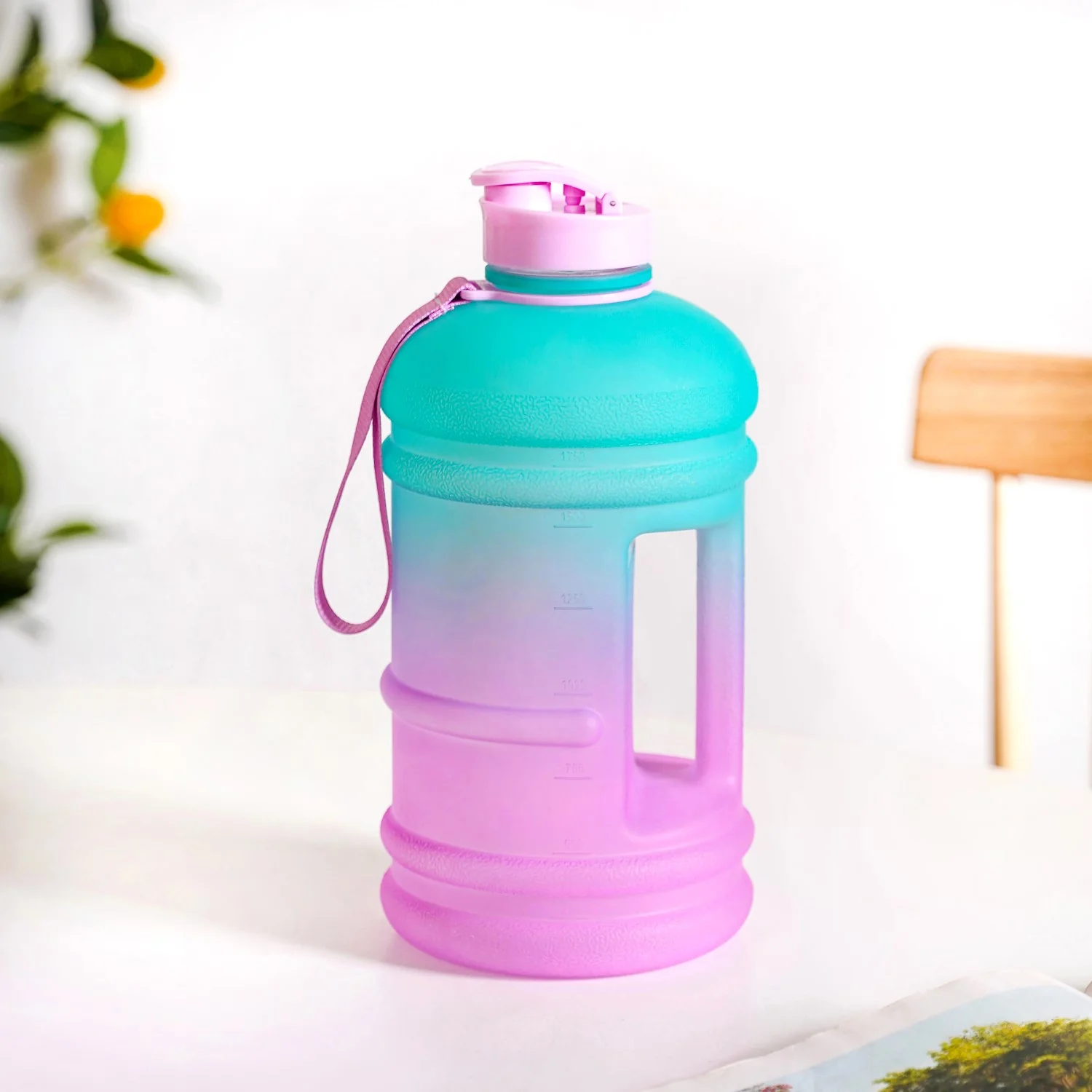 AquaBurst Large Capacity Gym Water Bottle Ombre Pink Turquoise 2200ml - Image 10
