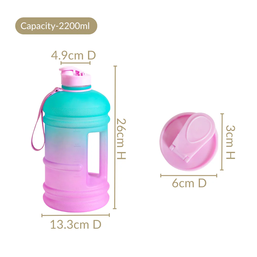 AquaBurst Large Capacity Gym Water Bottle Ombre Pink Turquoise 2200ml - Image 5