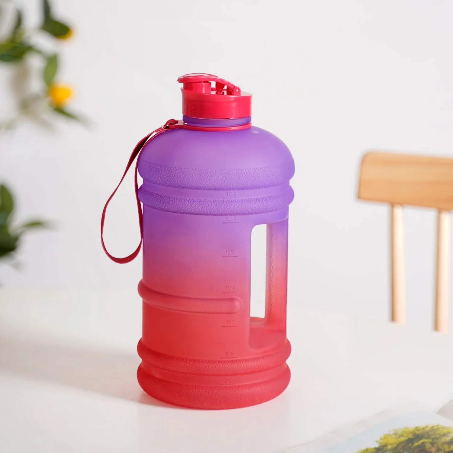 AquaBurst Large Gym Water Bottle With Handle Ombre Purple Red 2200ml - Image 10