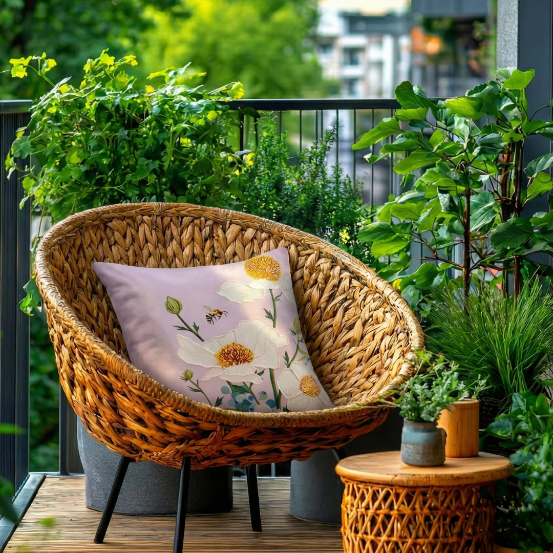 Artisan Floral Embroidered Cotton Cushion Cover 40x40cm - Image 6
