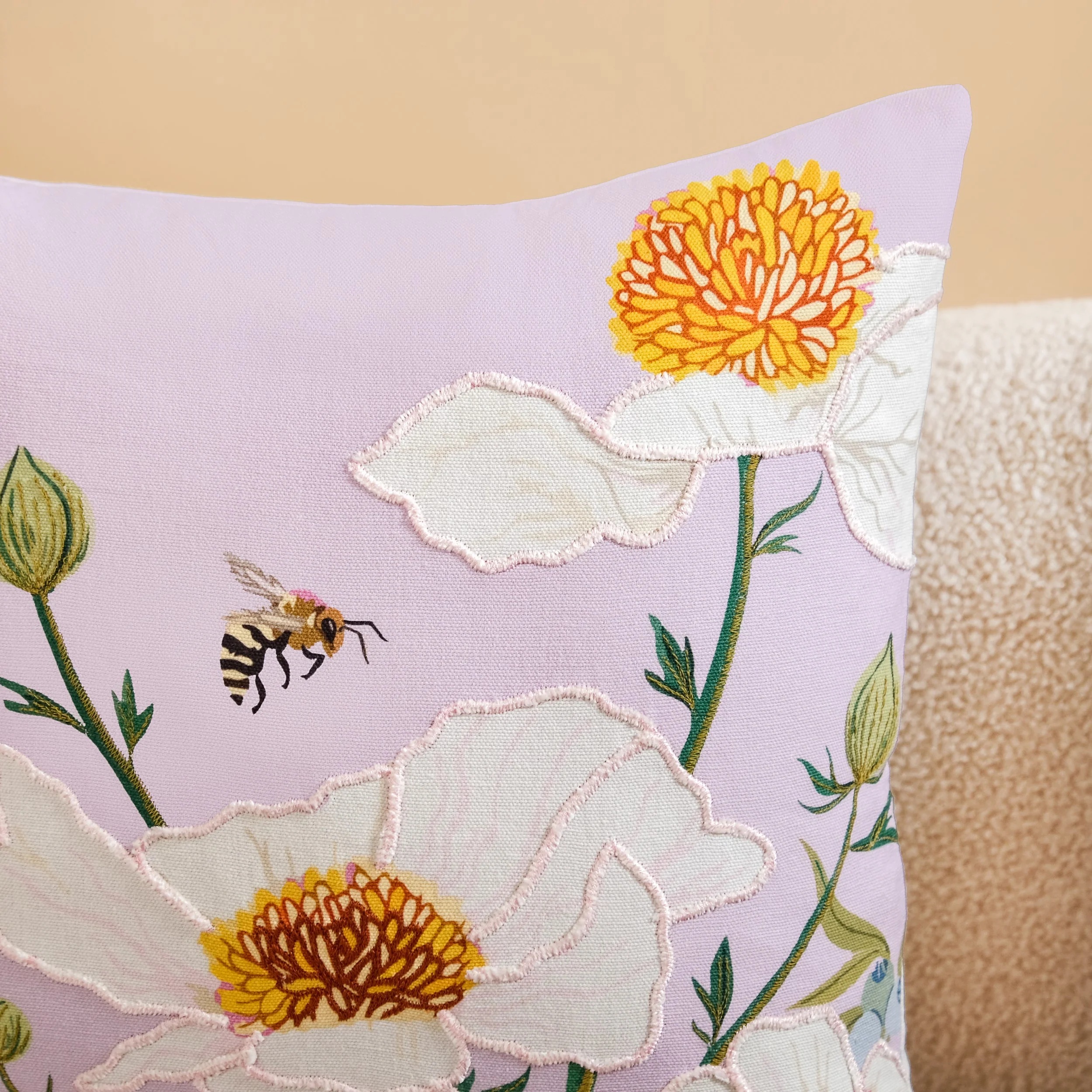 Artisan Floral Embroidered Cotton Cushion Cover 40x40cm - Image 7