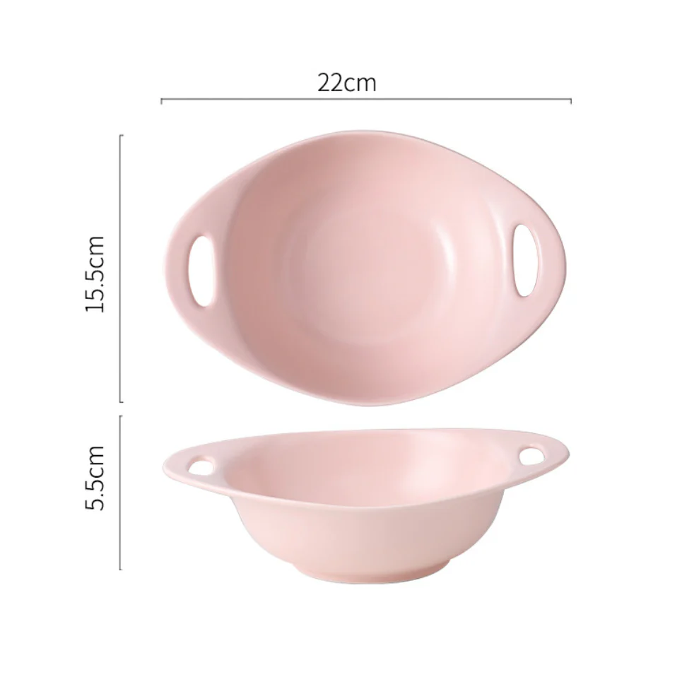 Modern Serving Bowl With Handle Pink Small - Image 6