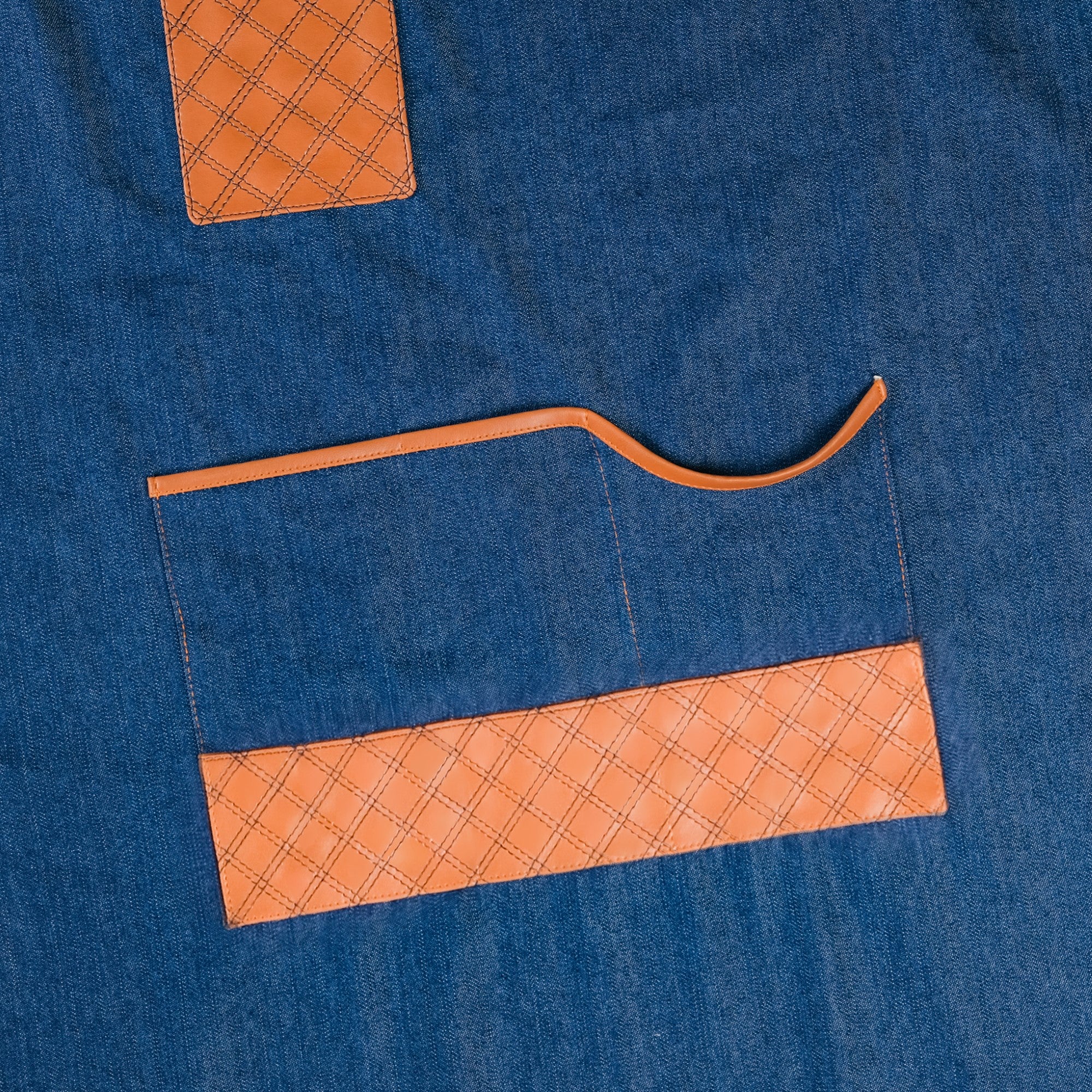 Denim Apron for Men Tan Brown - Image 3