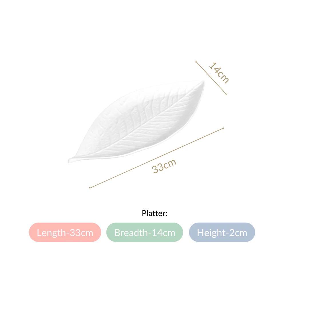 Bay Leaf Ceramic Platter Small 13 Inch - Image 4
