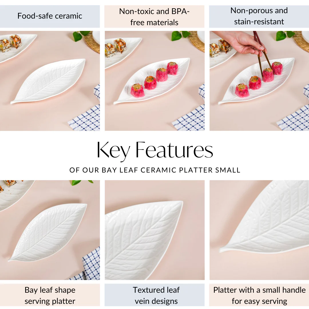 Bay Leaf Ceramic Platter Small 13 Inch - Image 5