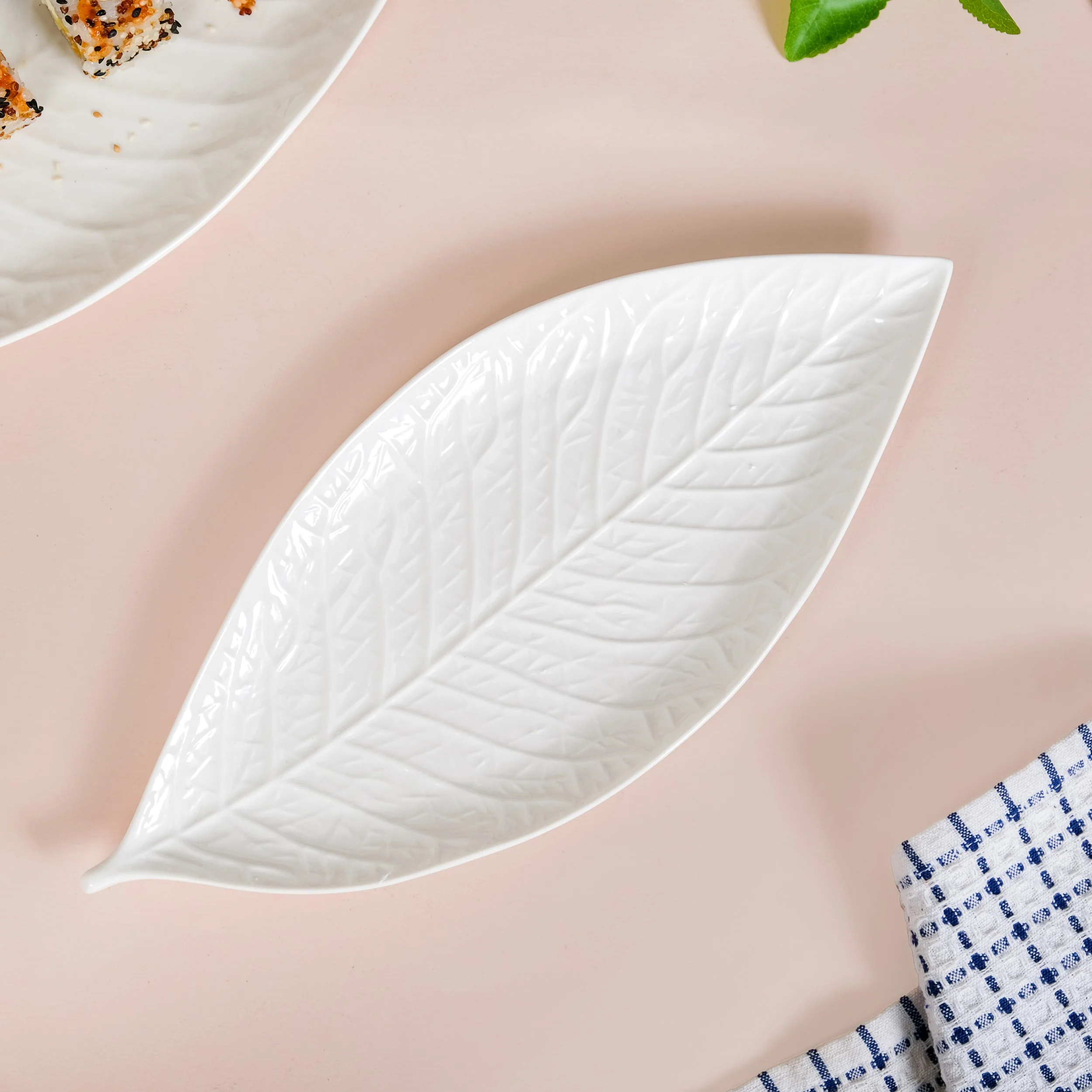 Bay Leaf Ceramic Platter Small 13 Inch - Image 6