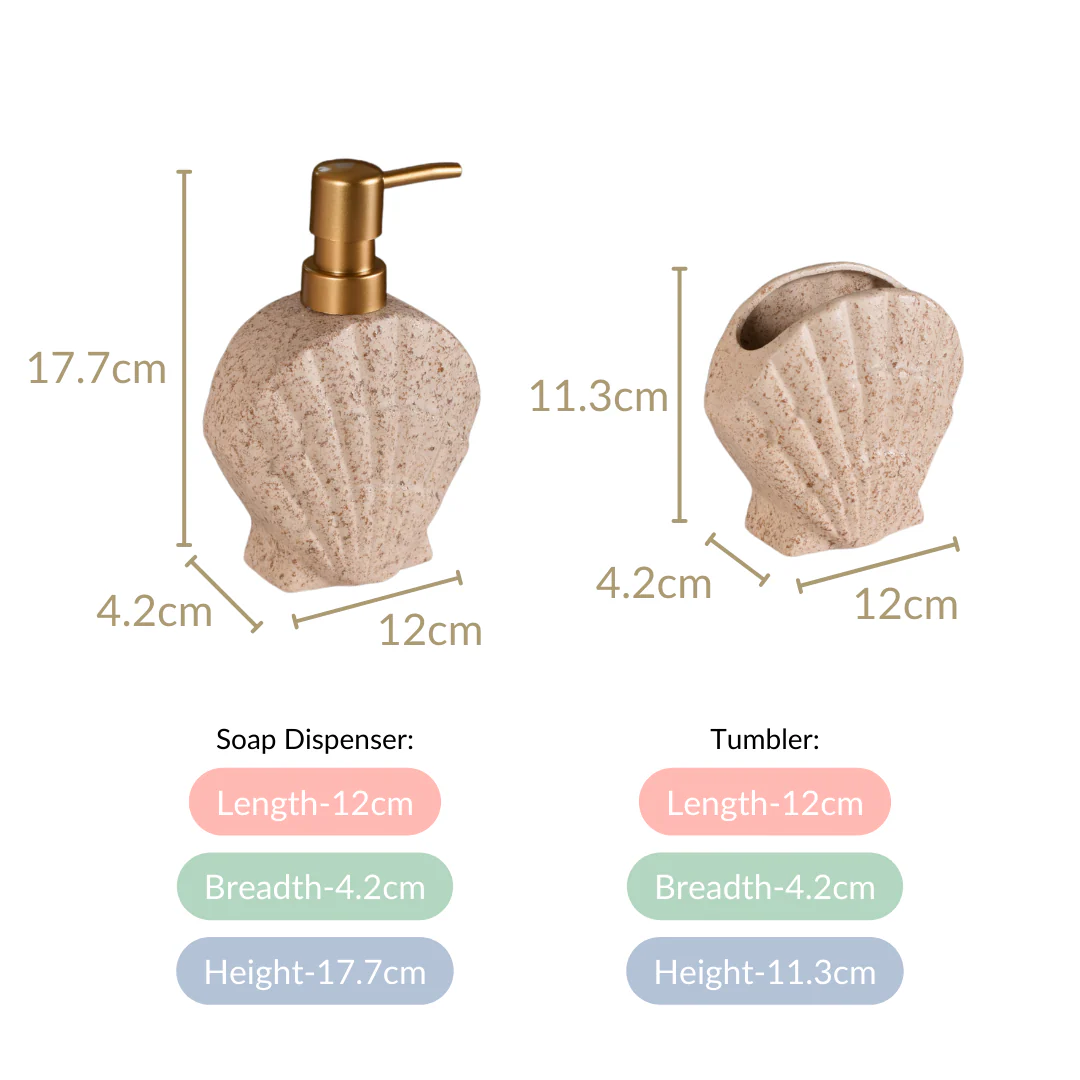 Beach Shell Ceramic Bath Set of 2 Cream Beige - Image 6
