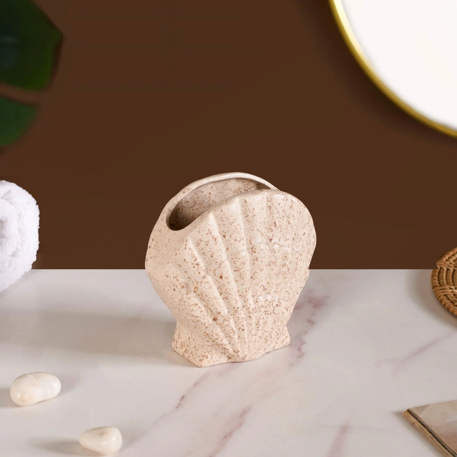 Beach Shell Ceramic Bath Set of 2 Cream Beige - Image 9