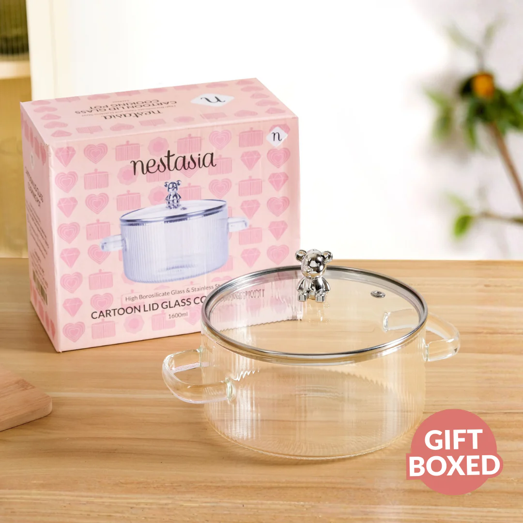 Bear Lid Borosilicate Glass Cooking Pot 1600ml - Image 8
