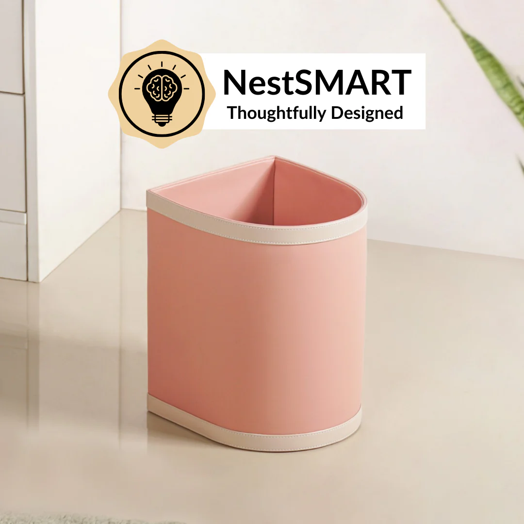 Bin There Faux Leather Dustbin For Home Pink - Image 3